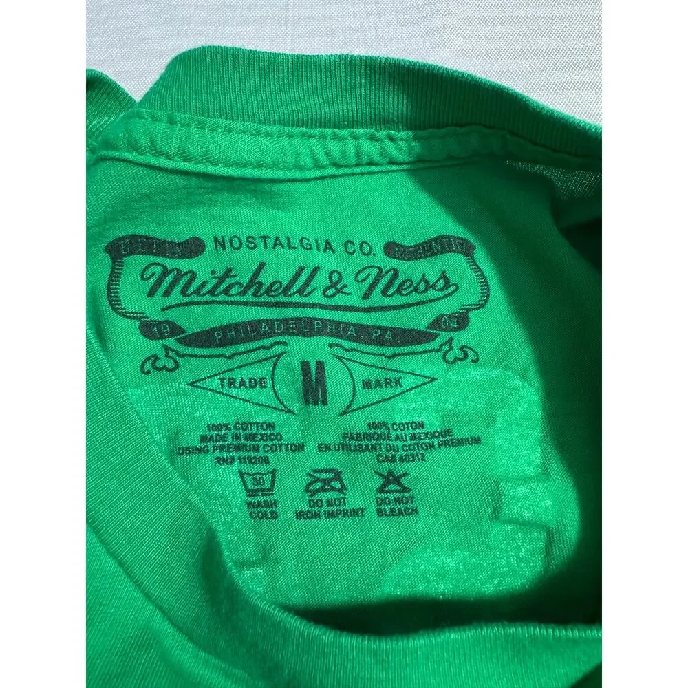 Mitchell And Ness Boston Celtics Green Shirt Size Medium Front Back Graphic